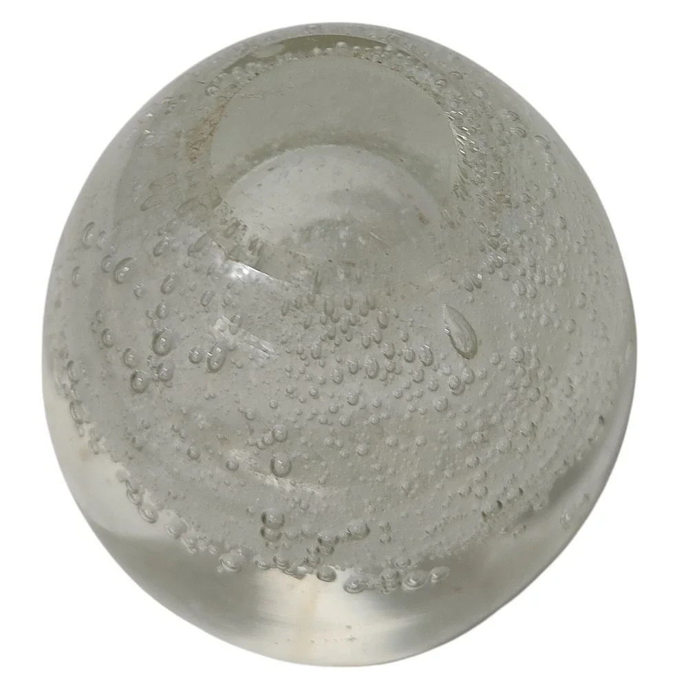 Clear Art Glass Votive Candle Holder‎ With Bubbles Polish Bottom Heavy 3.5 in